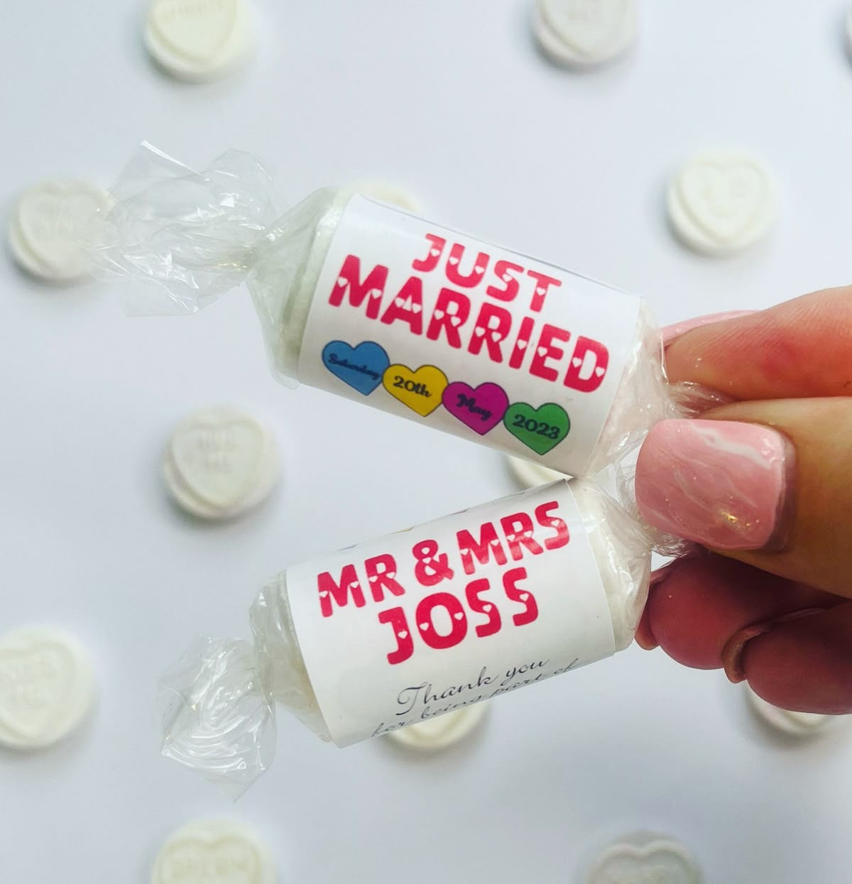 Personalised love heart rolls