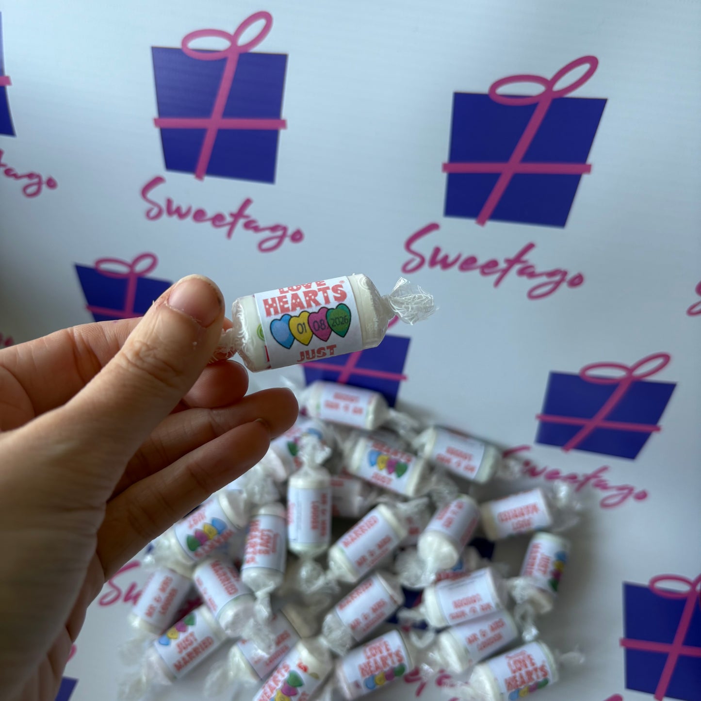 Personalised love heart rolls