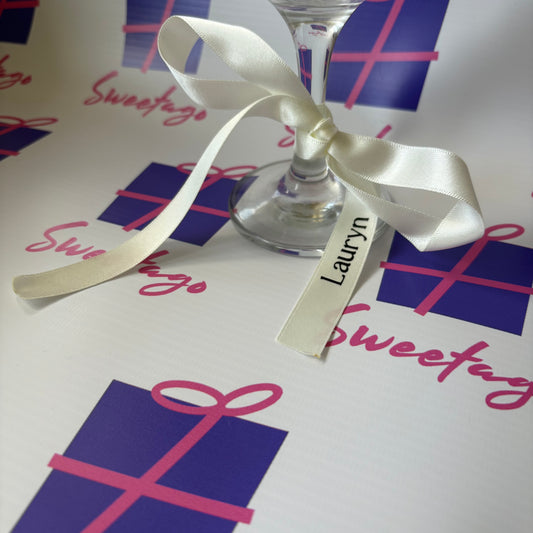 Personalised champagne glass ribbon