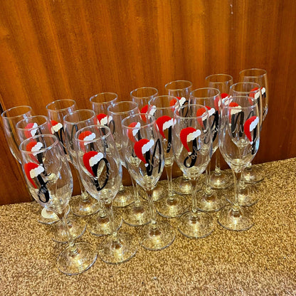 Personalised Christmas champagne glasses