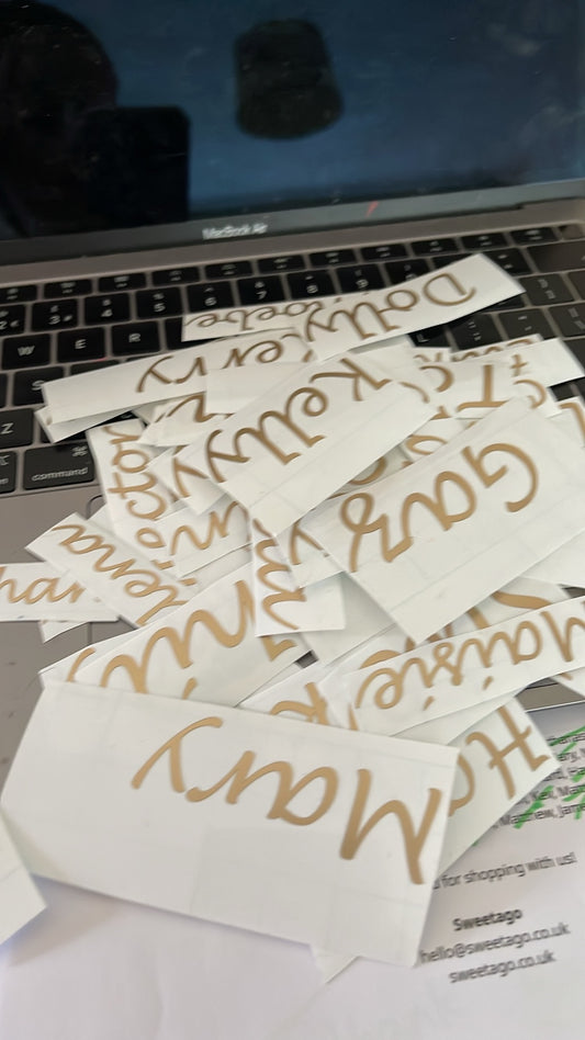 Individual name vinyl stickers