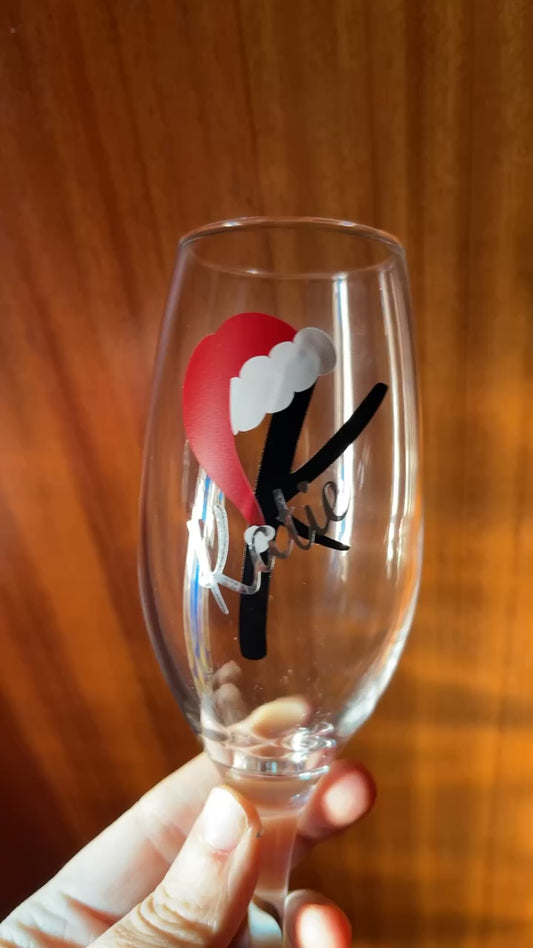 Personalised Christmas champagne glasses